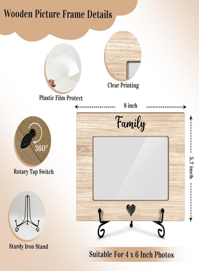 LWBEO Family Wooden Picture Frame, Housewarming Gift for Parents & Grandparents - 4x6 Inch Horizontal Frame with Stand - Image 2